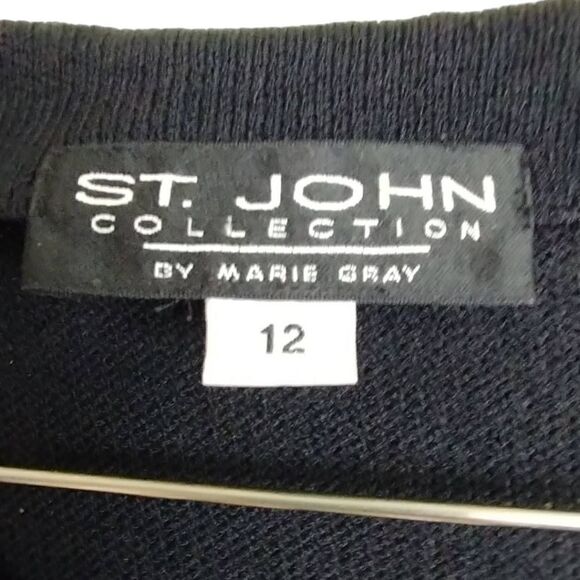 St John Womens Jacket Sz 12 Black Santana Knit Long Classic Vtg Collection - Picture 8 of 11
